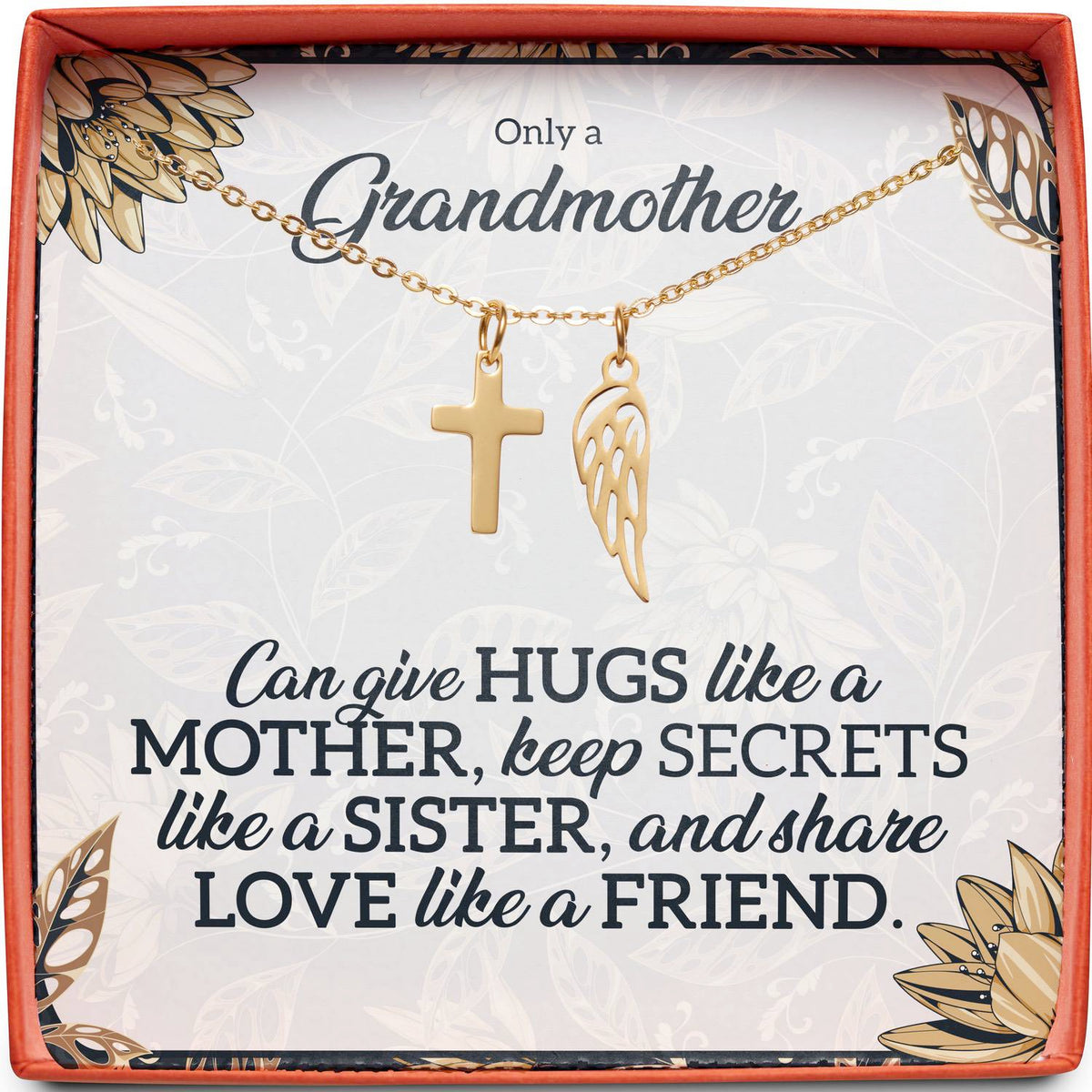 Only a Grandmother | Hugs Like a Mother | Cross Necklace