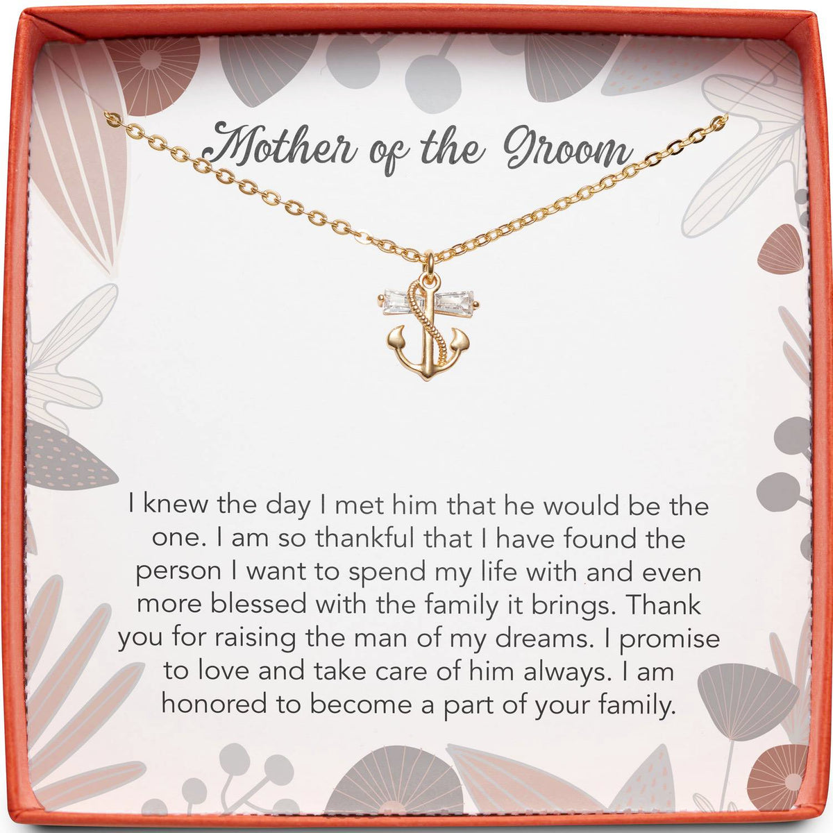 Mother of The Groom (From Bride) | Man of My Dreams | Anchor Necklace