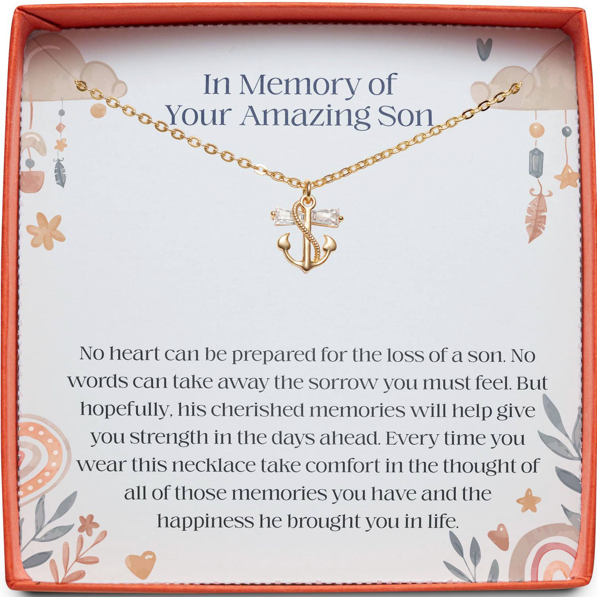 In Memory of Your Amazing Son | Sympathy Gift | Anchor Necklace