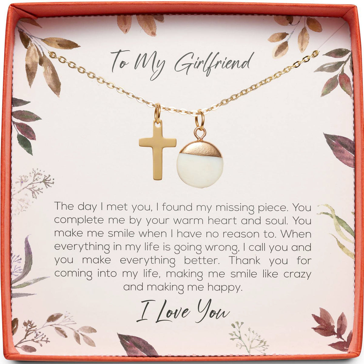 To My Girlfriend | Found My Missing Piece | Cross Necklace