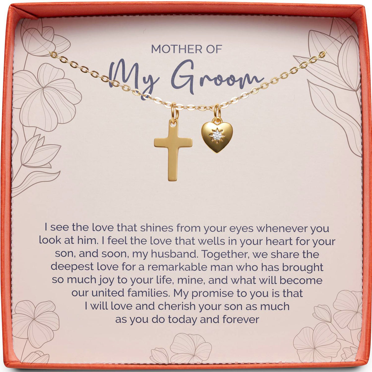Mother of My Groom (From Bride) | Cherish Your Son | Cross Necklace
