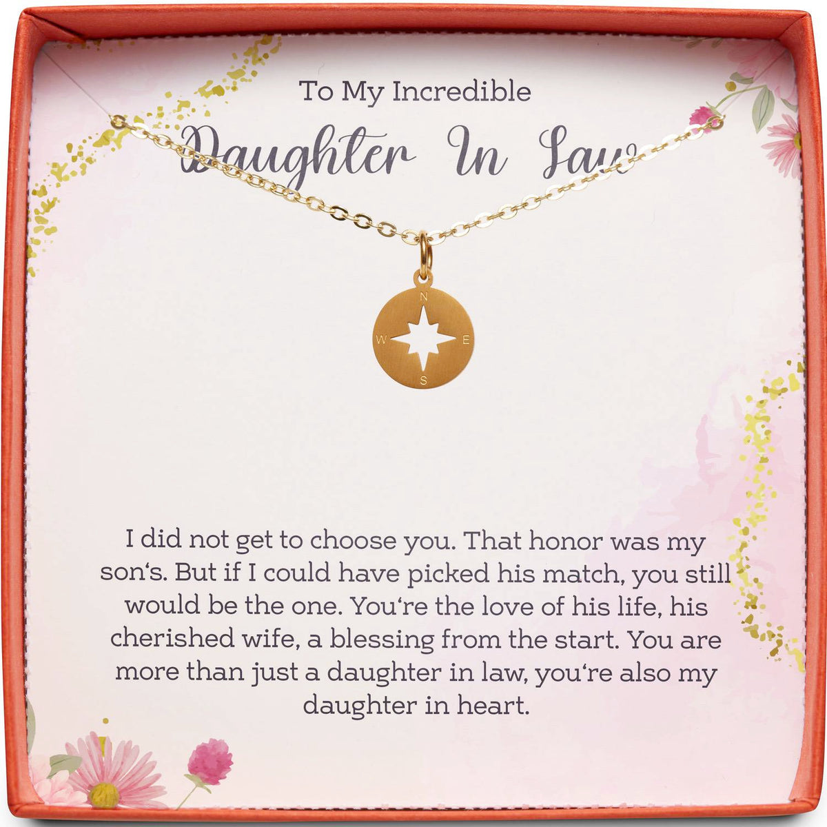 To My Incredible Daughter in Law | My Daughter in Heart | Compass Necklace