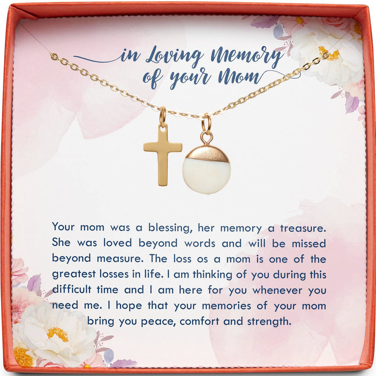 In Loving Memory of your Mom | Her Memory a Treasure | Cross Necklace