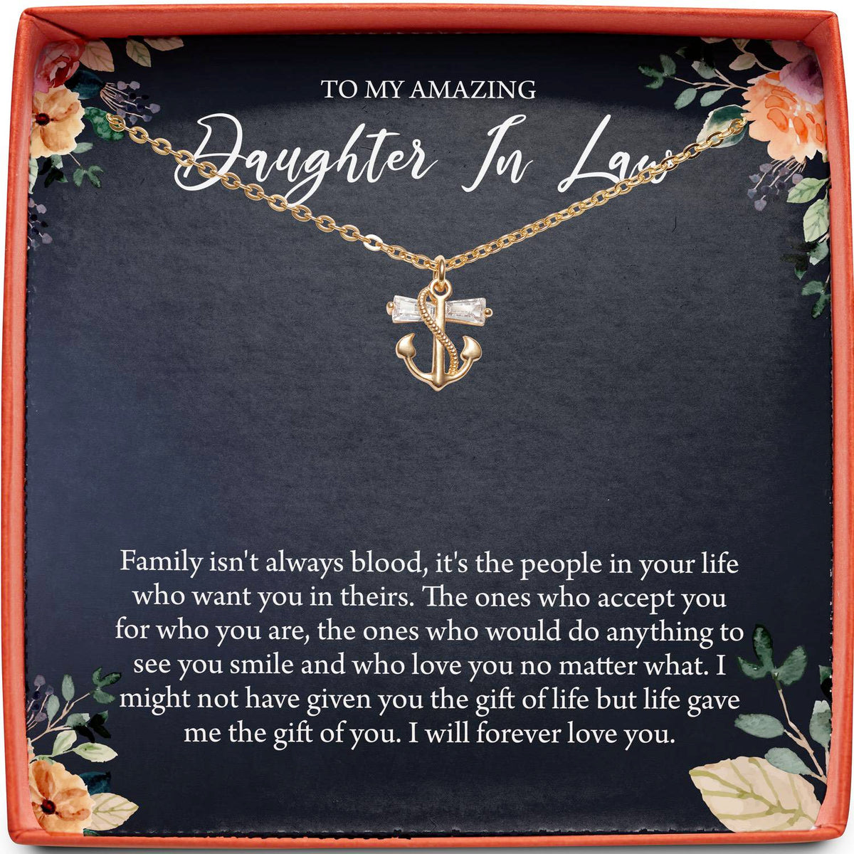 To My Amazing Daughter In Law | Family Isn&#39;t Always Blood | Anchor Necklace