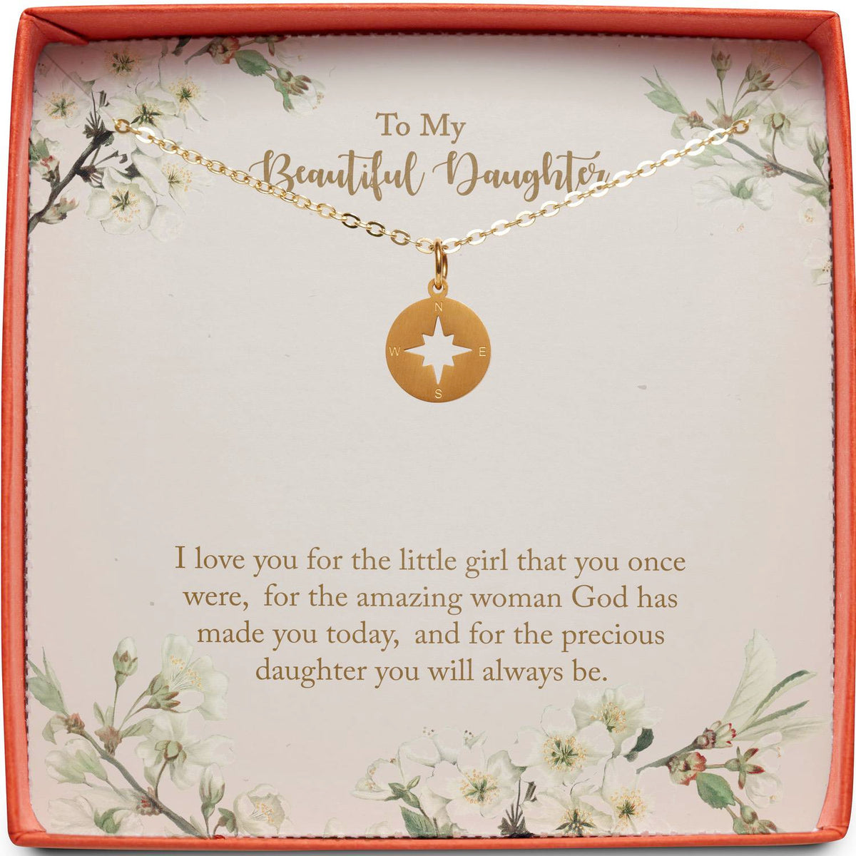 To My Beautiful Daughter | Amazing Woman God Has Made You | Compass Necklace