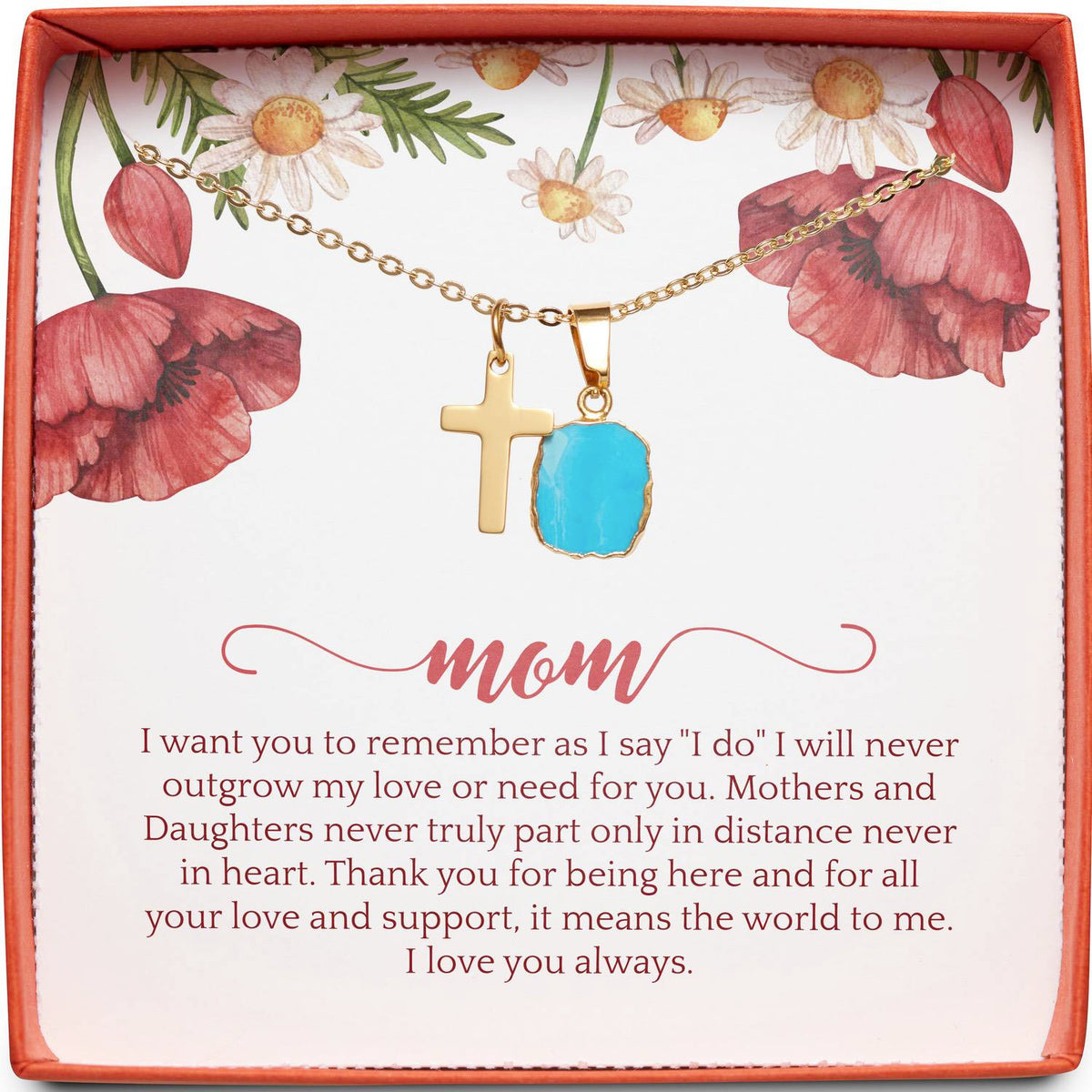 Mom (From Bride) | Never Truly Apart | Cross Necklace