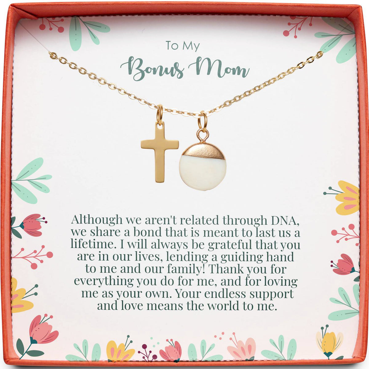 To My Bonus Mom | We Share a Bond | Cross Necklace