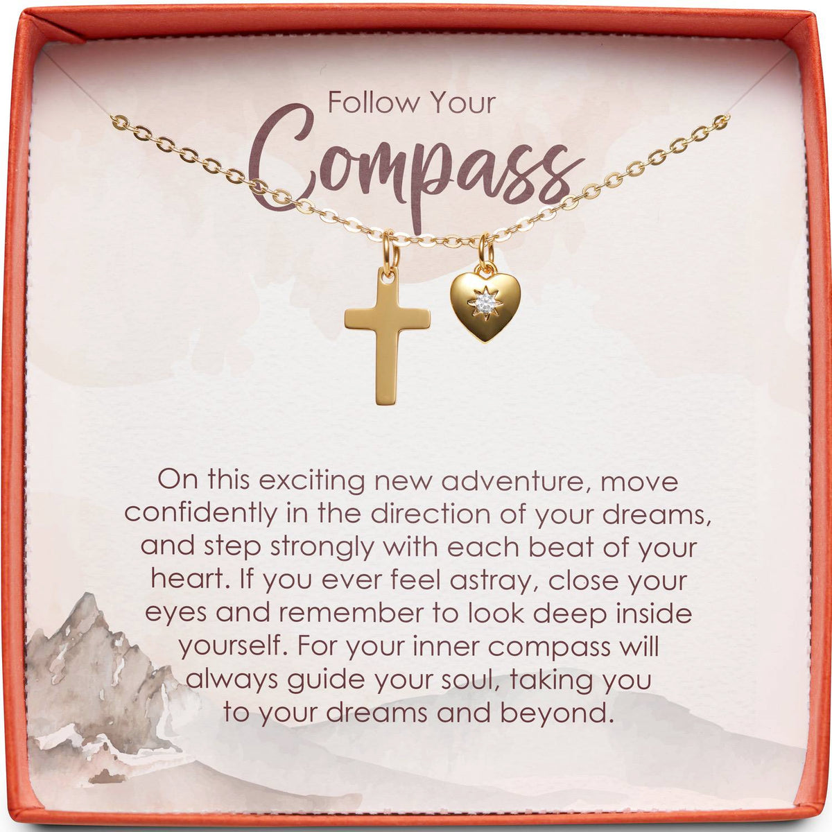 Gift for New Chapter | Follow your Compass | Cross Necklace