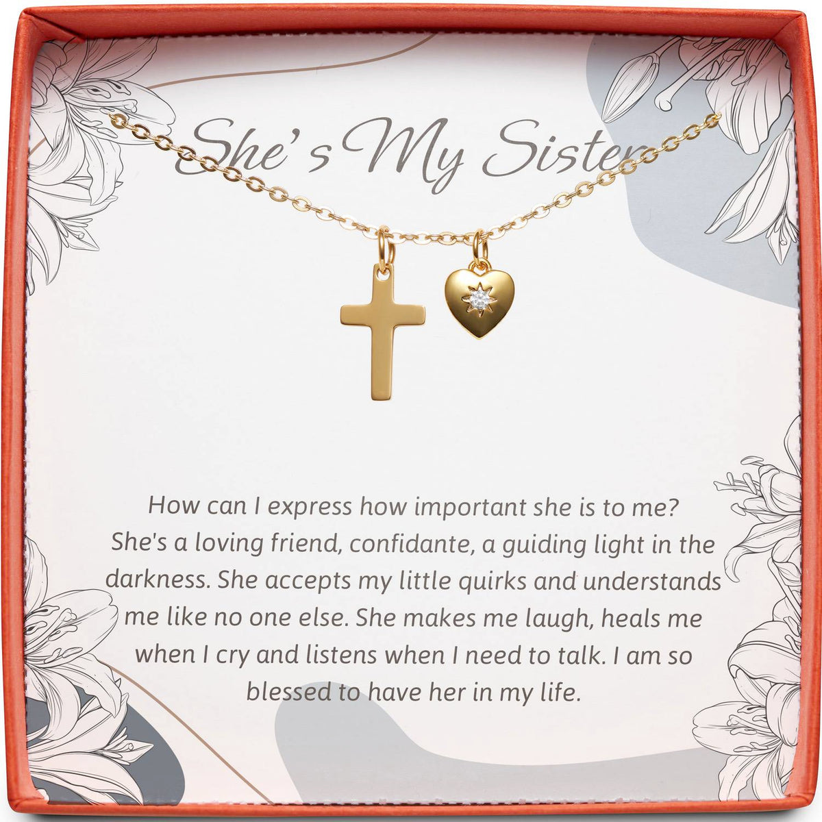 She&#39;s My Sister | I&#39;m So Blessed | Cross Necklace