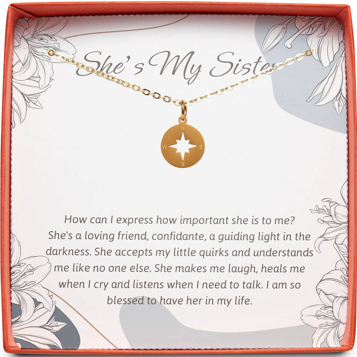 She&#39;s My Sister | I&#39;m So Blessed | Compass Necklace