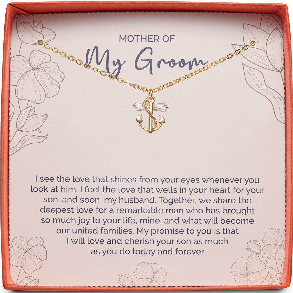 Mother of My Groom (From Bride) | Cherish Your Son | Anchor Necklace