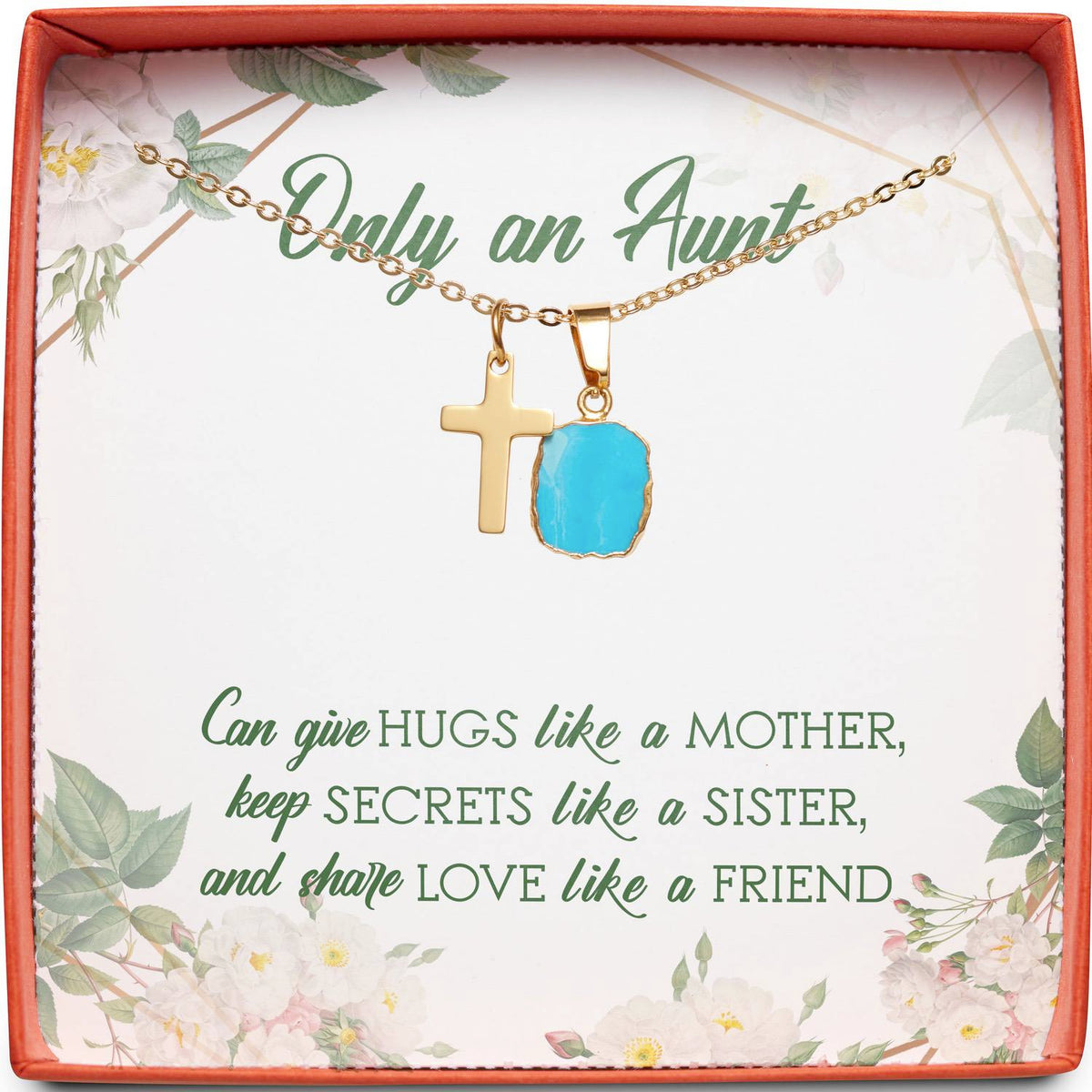 Only an Aunt | Hugs Like a Mother | Cross Necklace