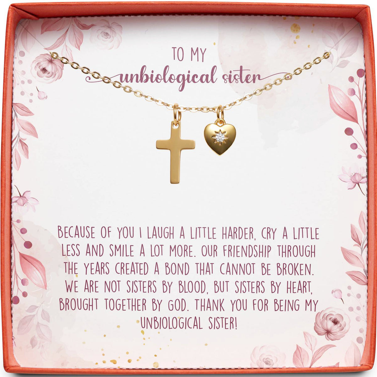To My Unbiological Sister | Bond That Cannot Be Broken | Cross Necklace