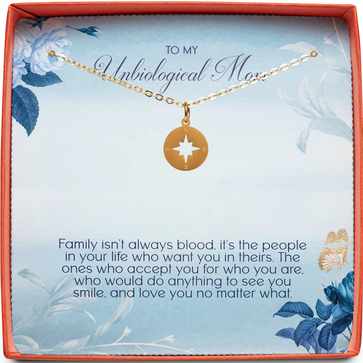 To My Unbiological Mom | Family Isn&#39;t Always Blood | Compass Necklace
