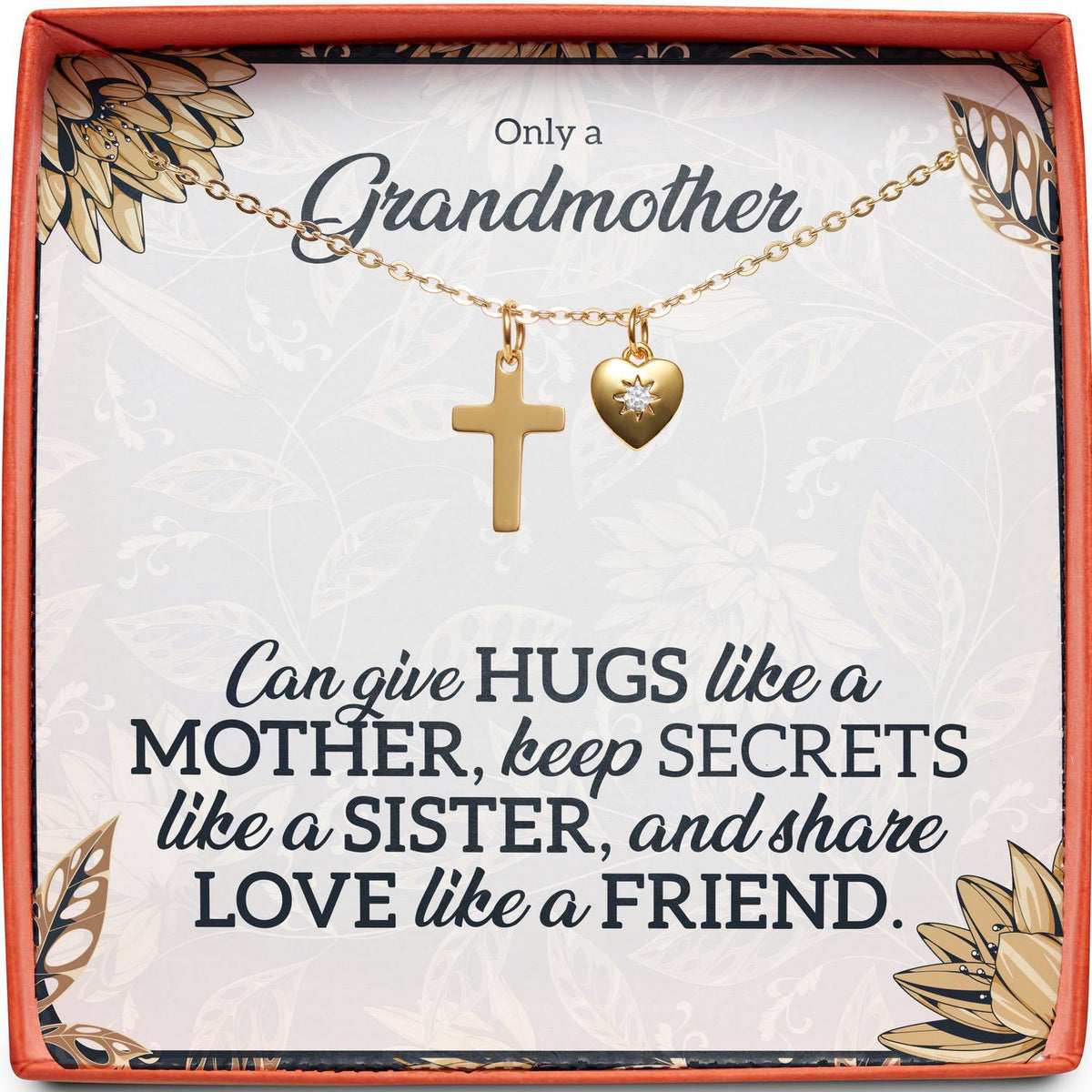 Only a Grandmother | Hugs Like a Mother | Cross Necklace