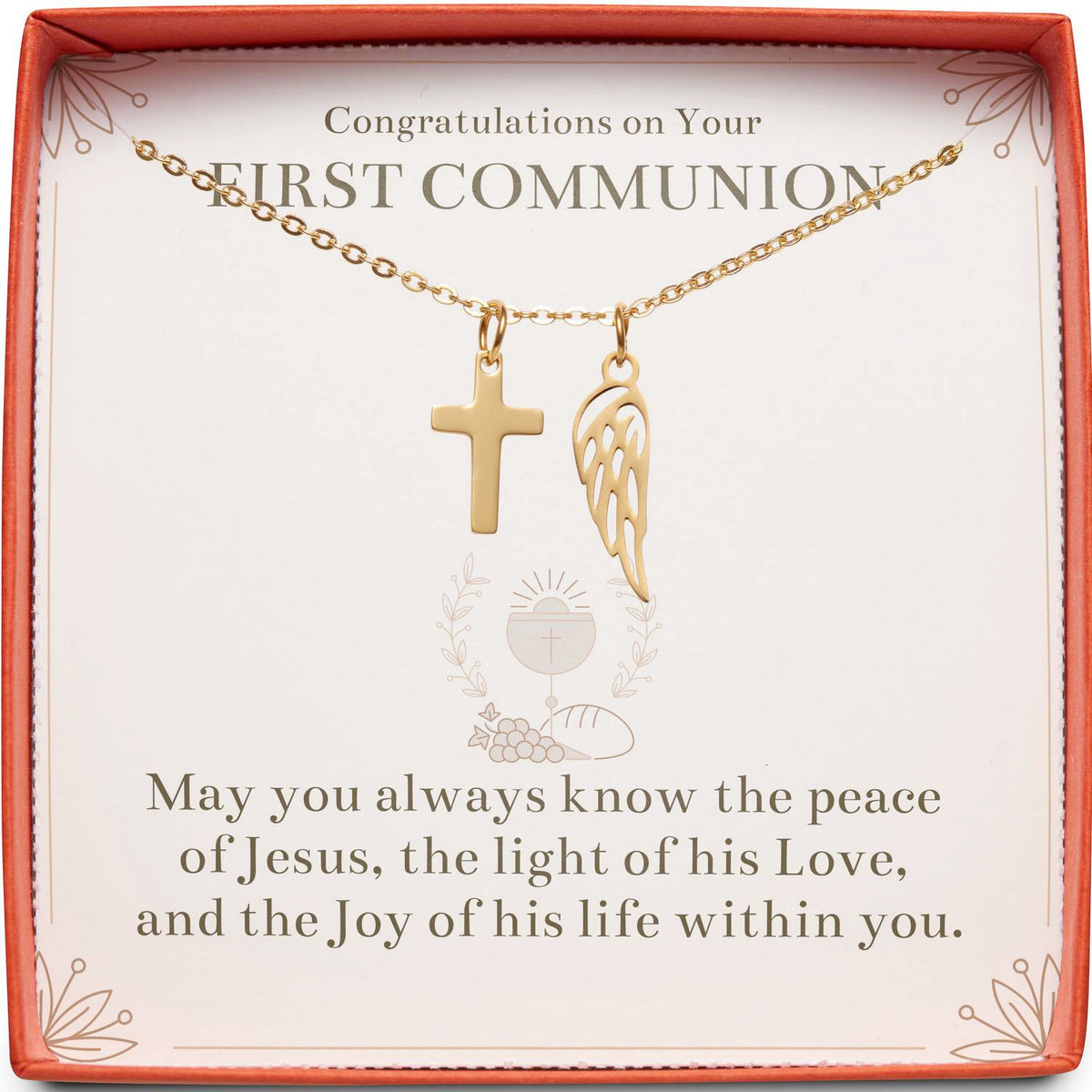 Congratulations on Your First Communion | Peace of Jesus | Cross Necklace