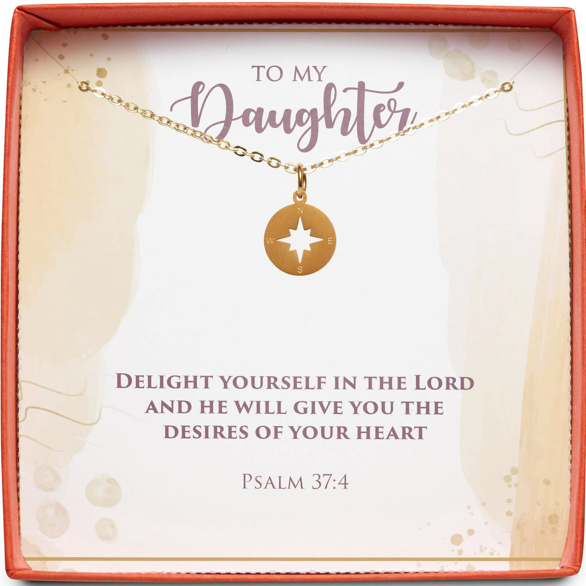 To My Daughter | Psalm 37:4 | Compass Necklace