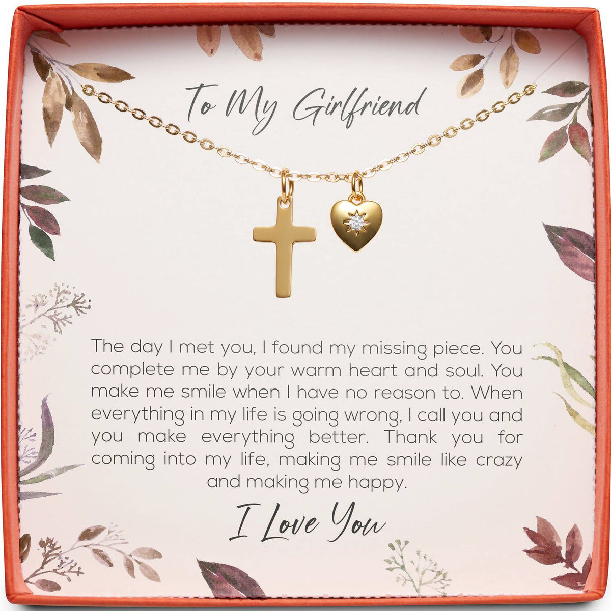 To My Girlfriend | Found My Missing Piece | Cross Necklace