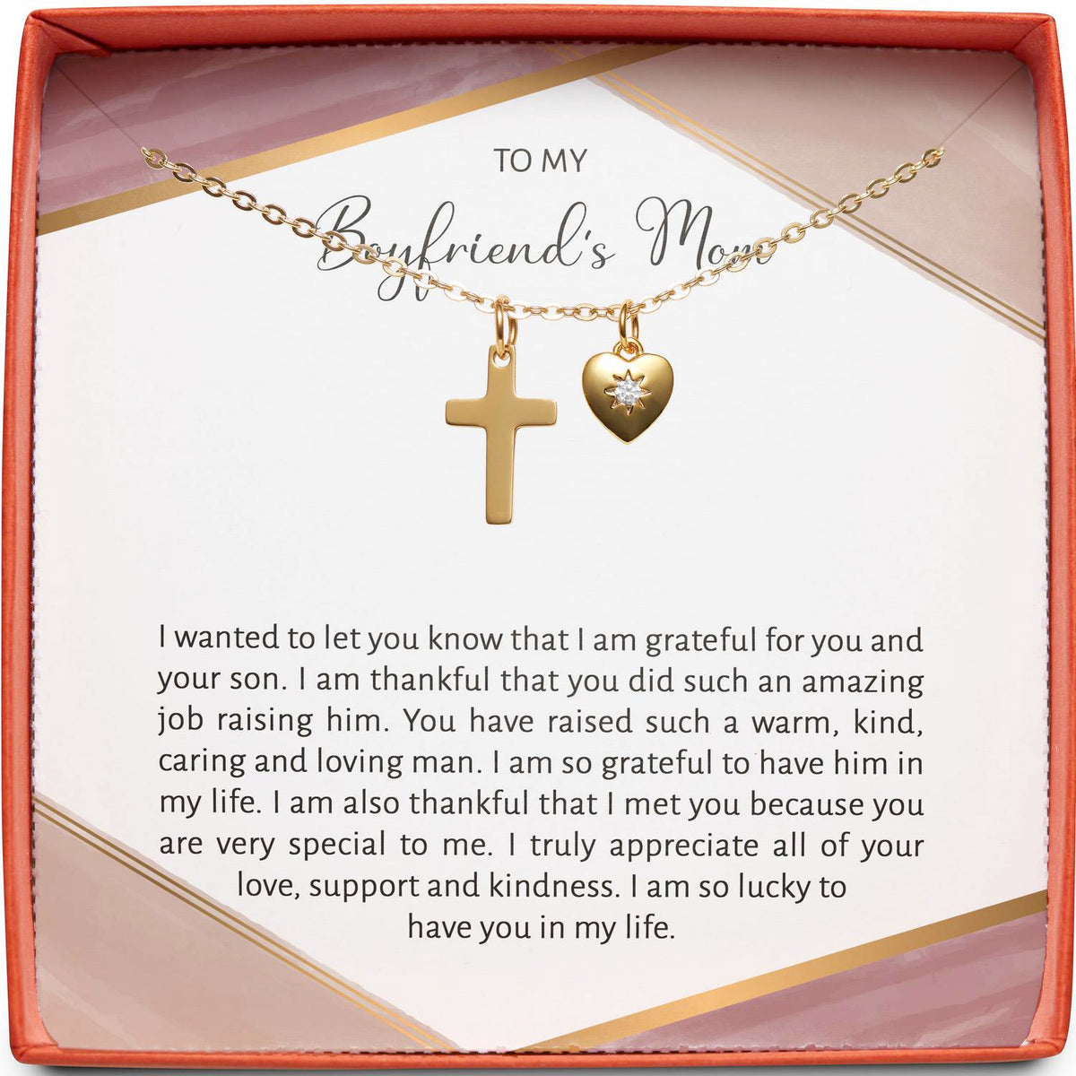 To My Boyfriends Mom | Grateful for You and Your Son | Cross Necklace