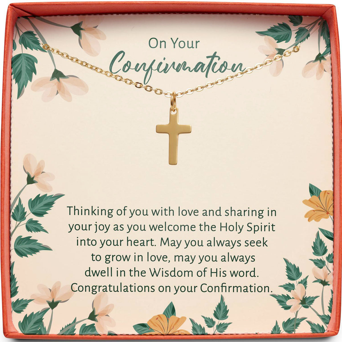 Confirmation Gift | Holy Spirit Into Your Heart | Cross Necklace