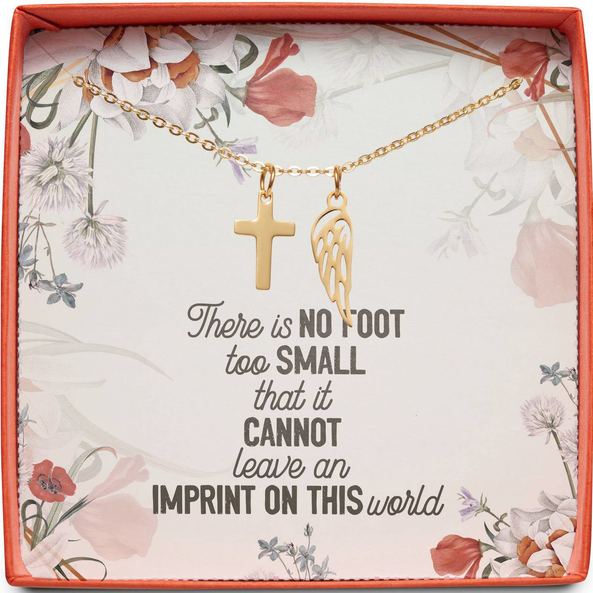 Miscarriage Sympathy Gift | No Foot Too Small | Cross Necklace