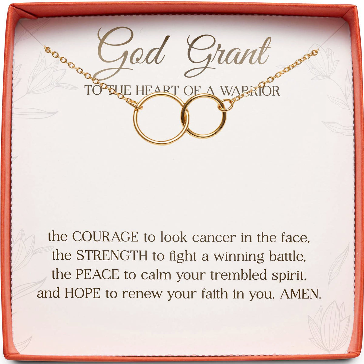 Gift for Cancer Inspiration | God Grant to the Heart of a Warrior | Interlocking Circles