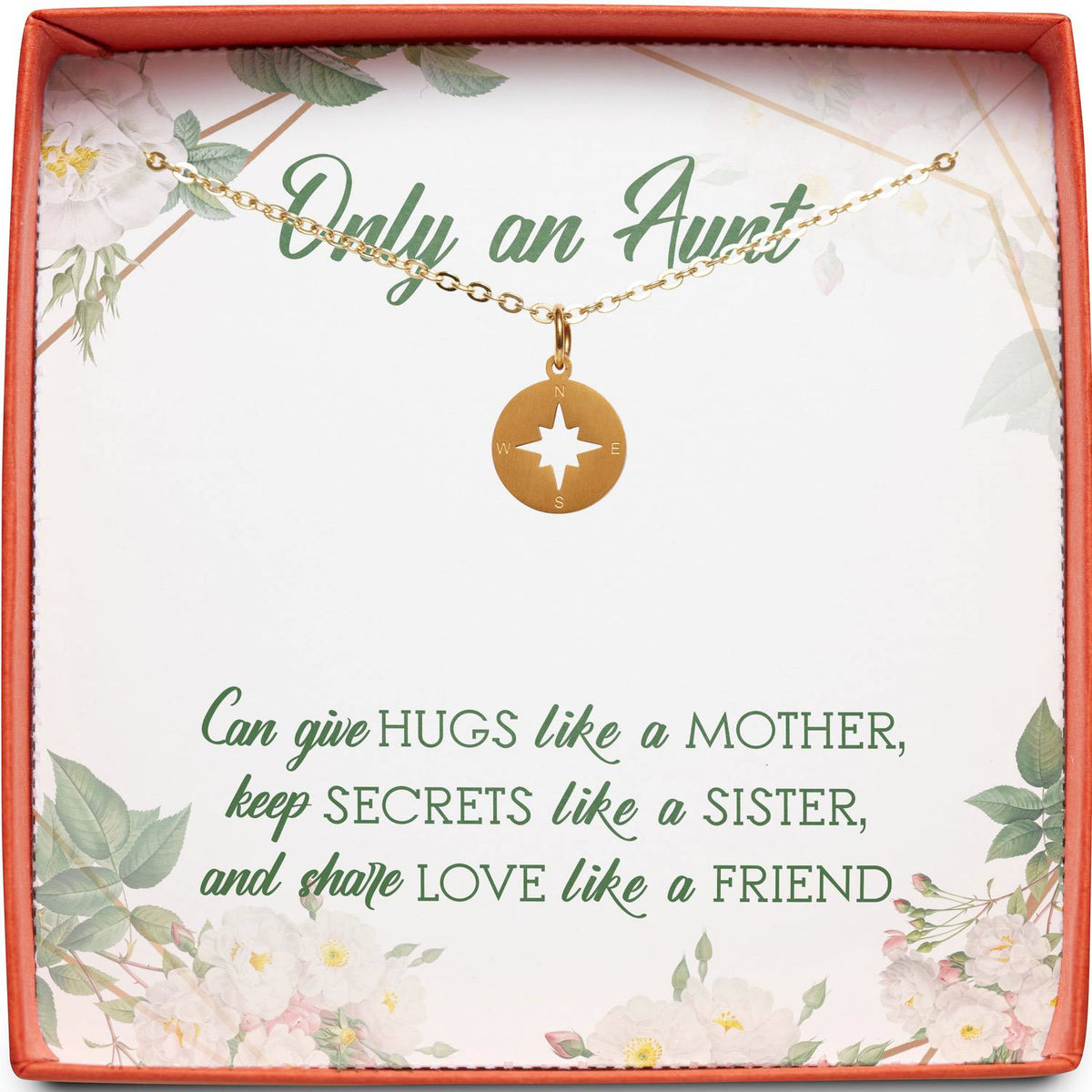 Only an Aunt | Hugs Like a Mother | Compass Necklace