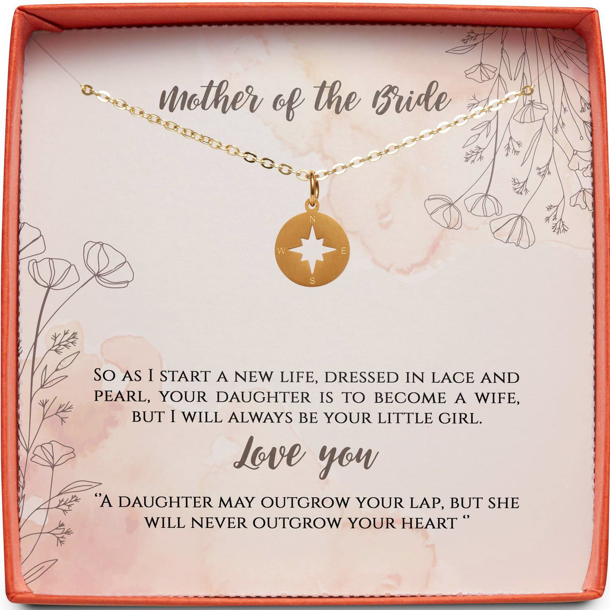 Mother of the Bride (From Daughter) | Dressed in Lace and Pearl | Compass Necklace