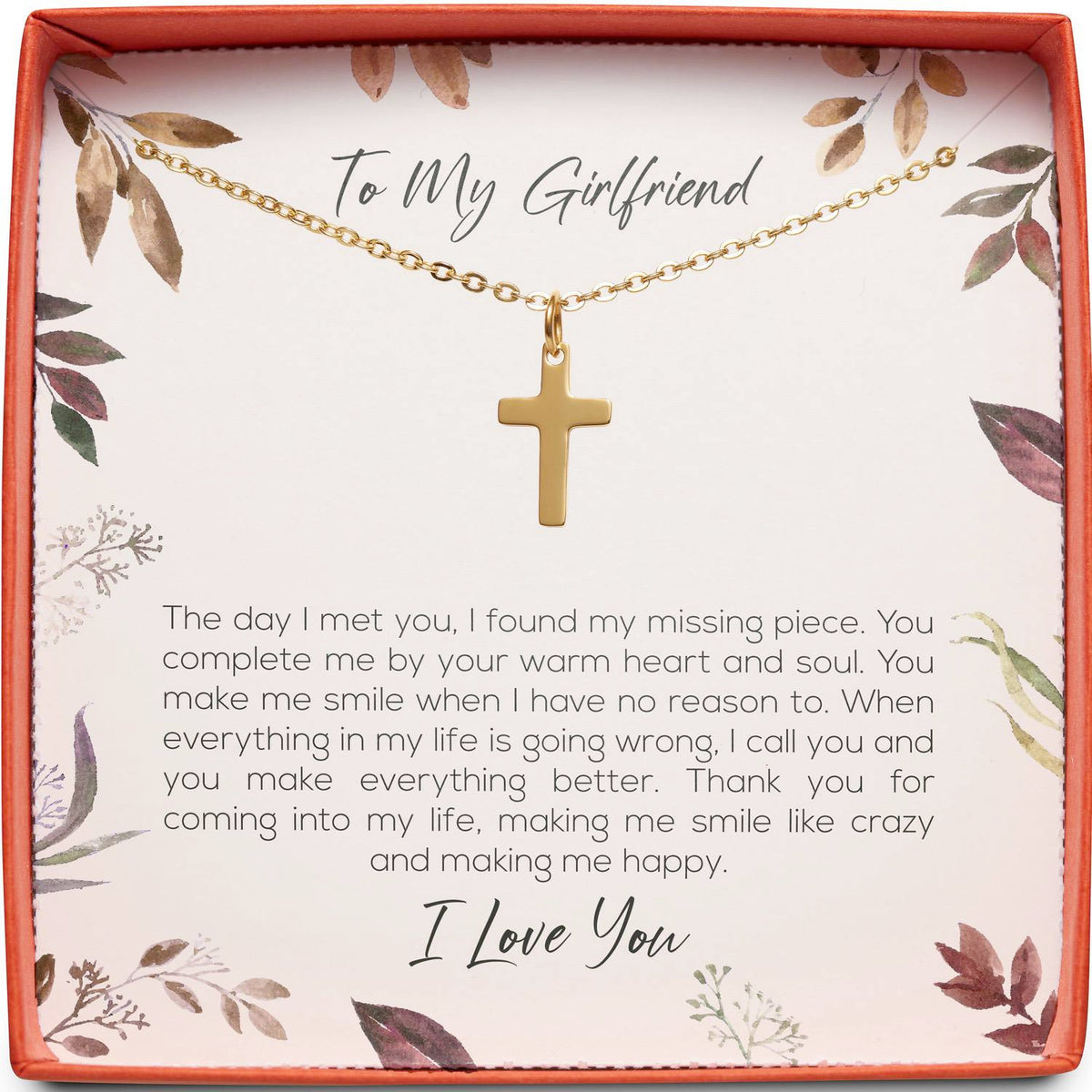 To My Girlfriend | Found My Missing Piece | Cross Necklace