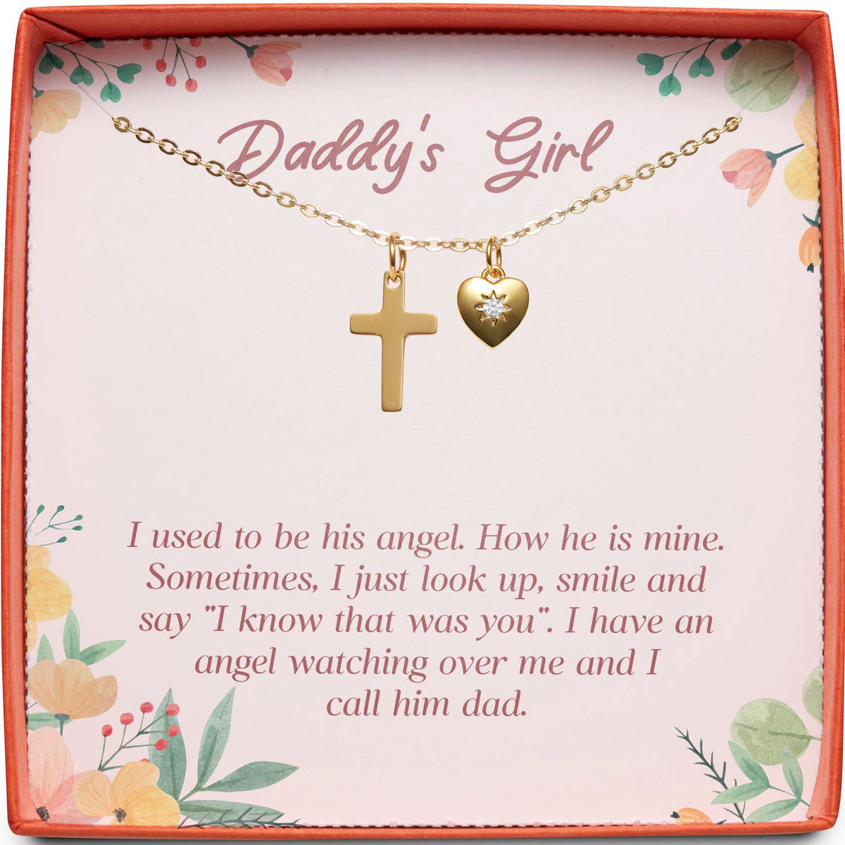 Daddy&#39;s Girl | Angel Watching Over Me | Cross Necklace