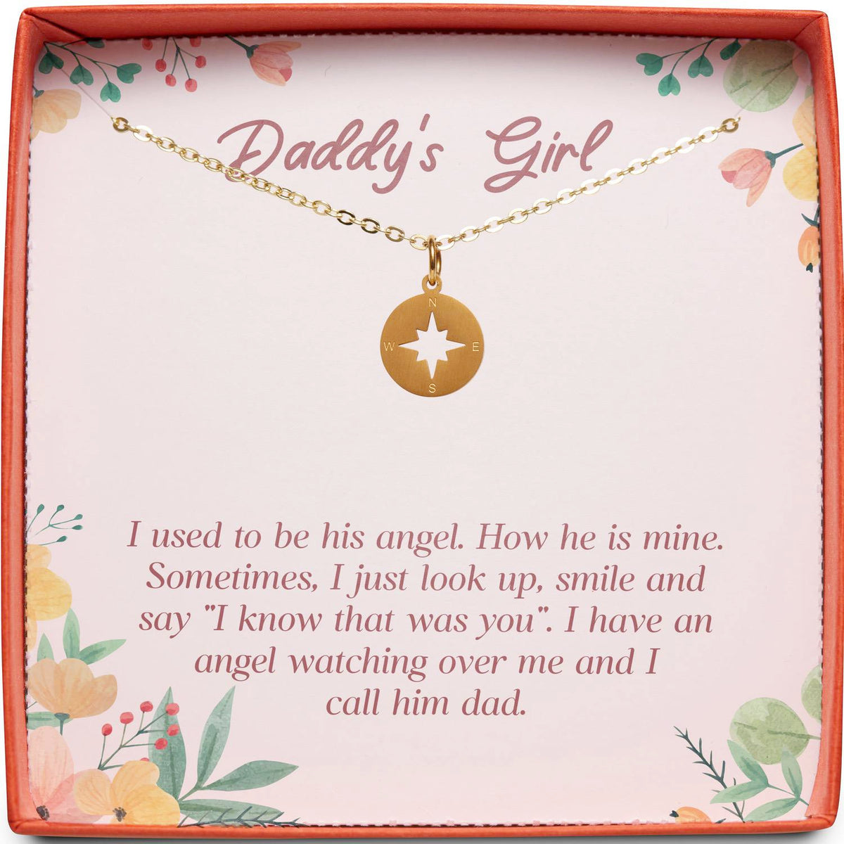Daddy&#39;s Girl | Angel Watching Over Me | Compass Necklace
