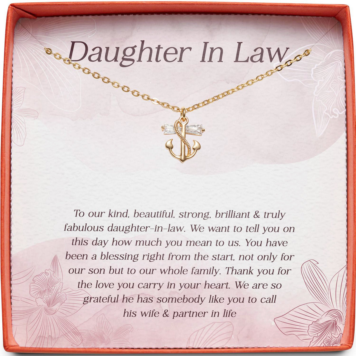 Daughter In Law | Kind, Beautiful, Strong, Brilliant | Anchor Necklace