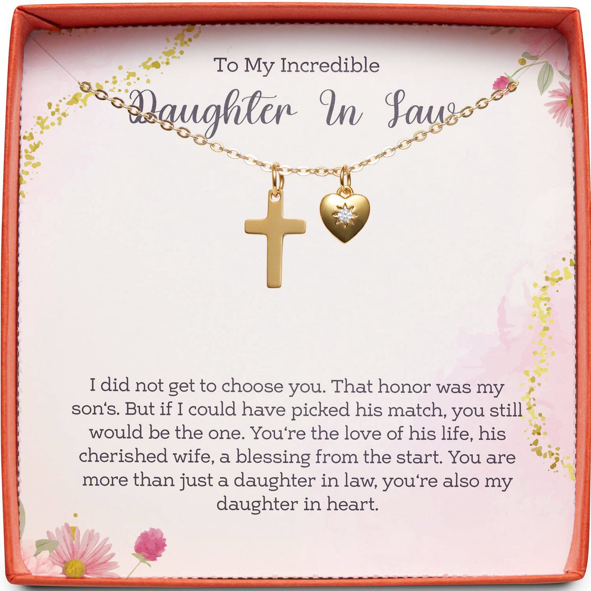 To My Incredible Daughter in Law | My Daughter in Heart | Cross Necklace