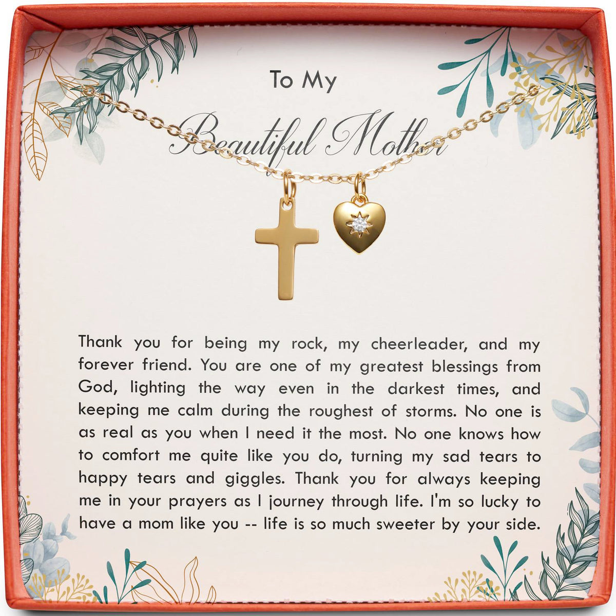 To My Beautiful Mother | Greatest Blessings from God | Cross Necklace