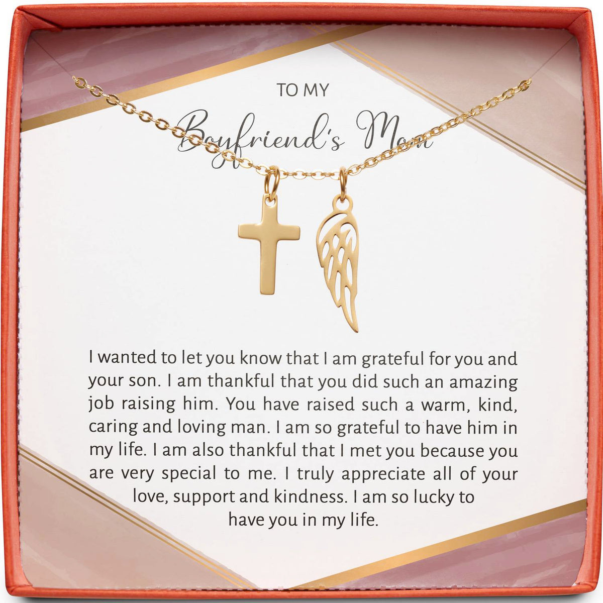 To My Boyfriends Mom | Grateful for You and Your Son | Cross Necklace