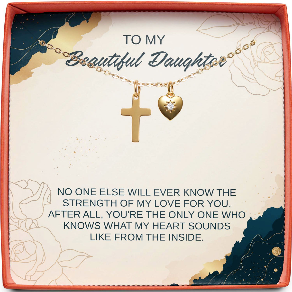 To My Beautiful Daughter | Strength of My Love | Cross Necklace