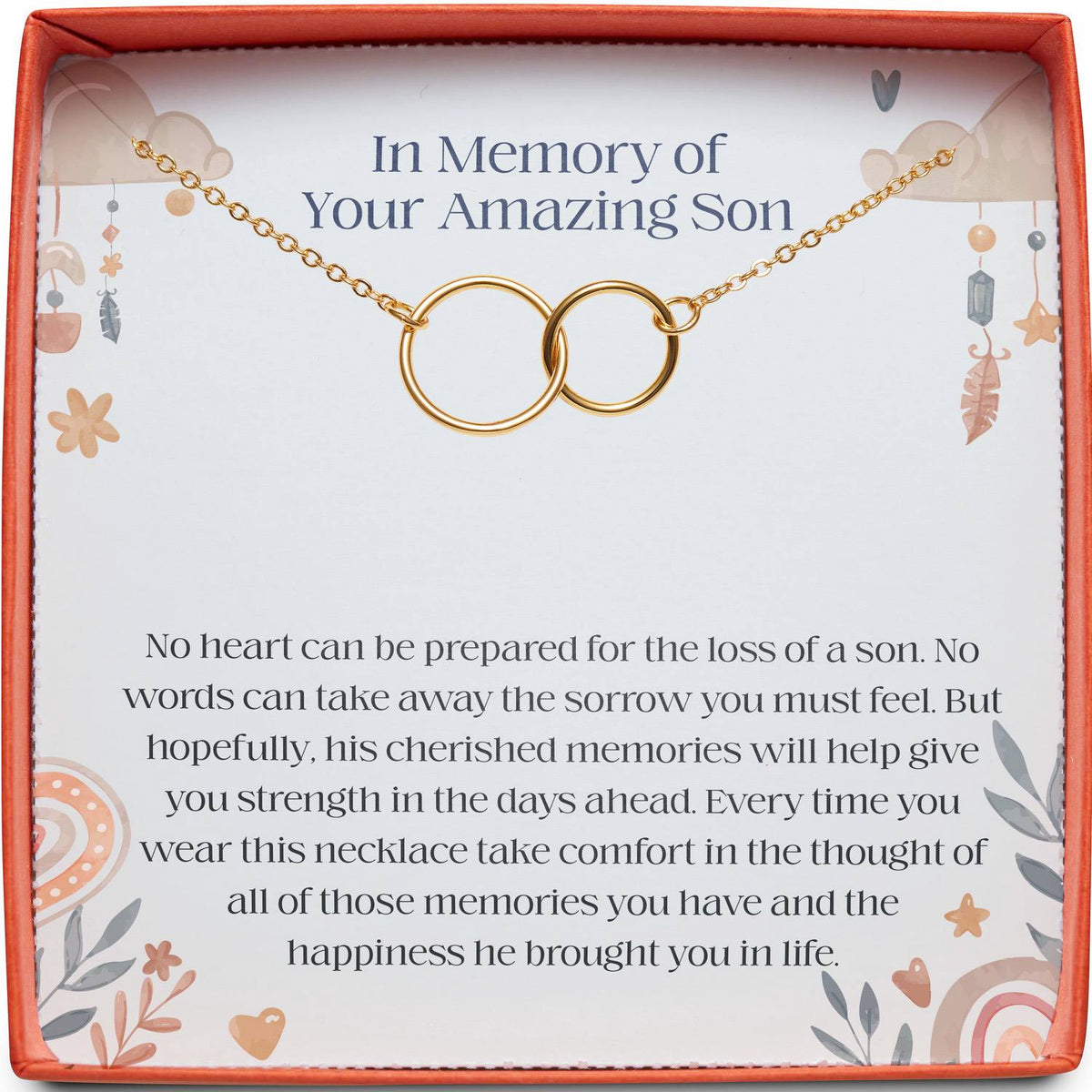 In Memory of Your Amazing Son | Sympathy Gift | Interlocking Circles