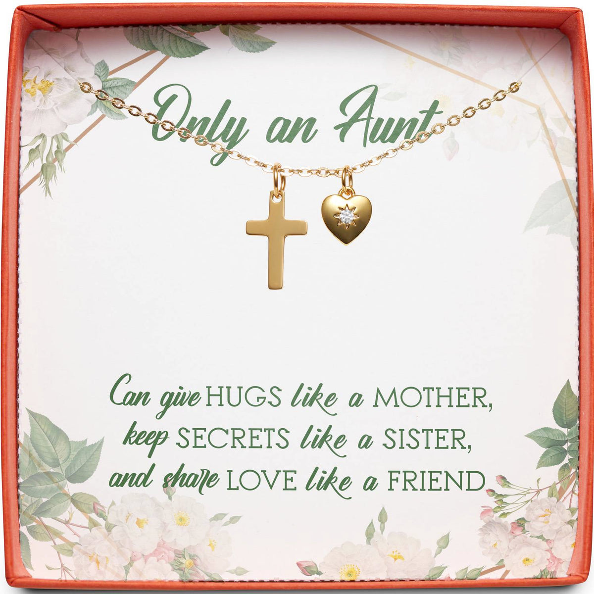 Only an Aunt | Hugs Like a Mother | Cross Necklace