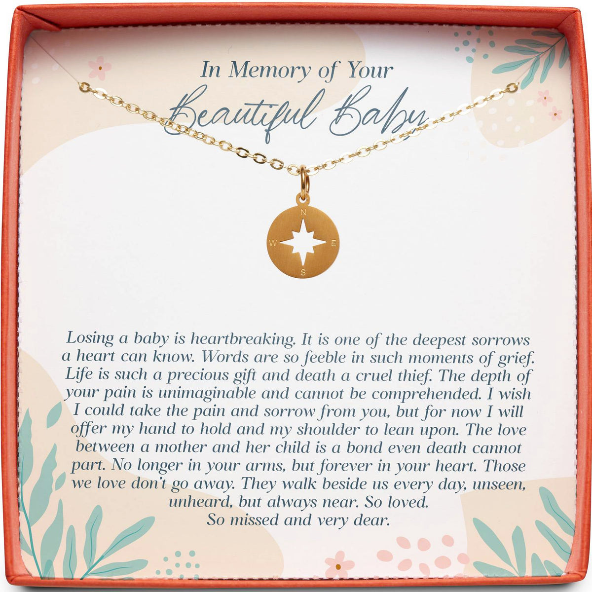 In Memory of Your Beautiful Baby | So Missed and Very Dear | Compass Necklace