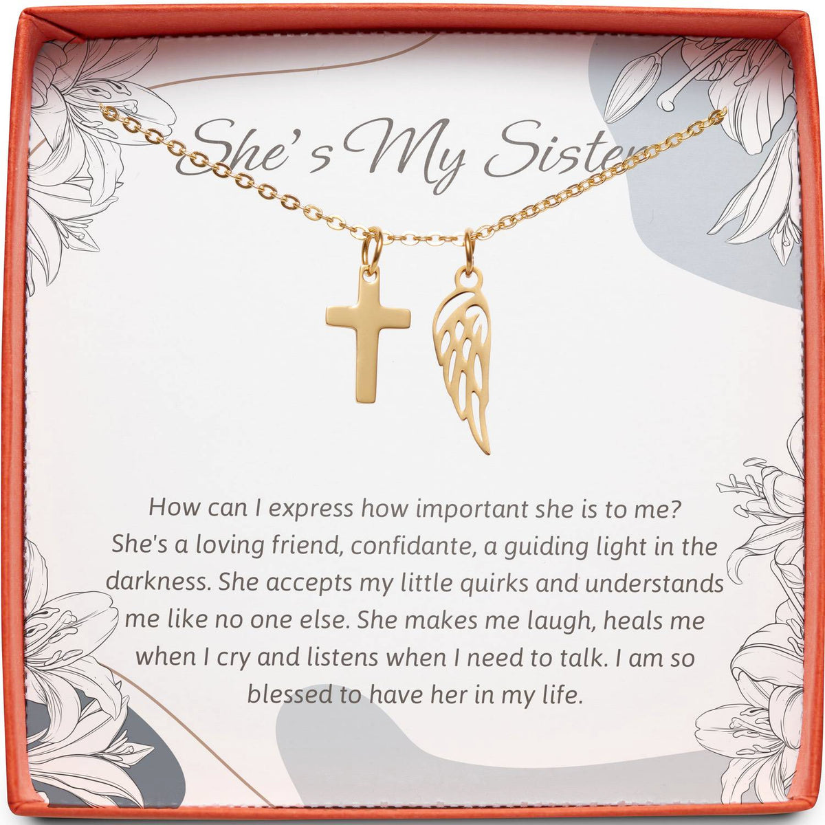 She&#39;s My Sister | I&#39;m So Blessed | Cross Necklace