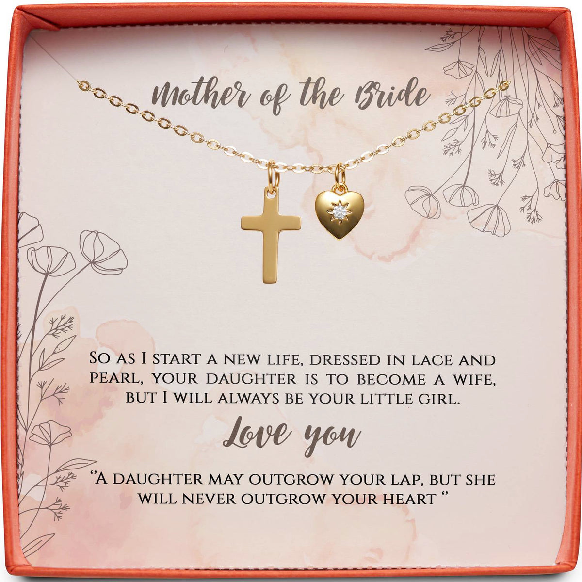 Mother of the Bride (From Daughter) | Dressed in Lace and Pearl | Cross Necklace