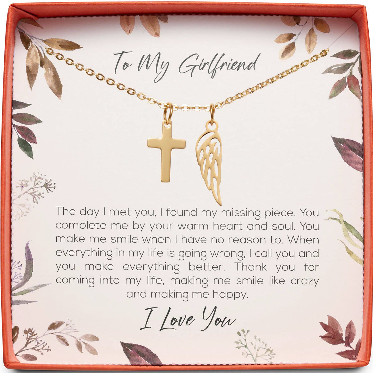 To My Girlfriend | Found My Missing Piece | Cross Necklace