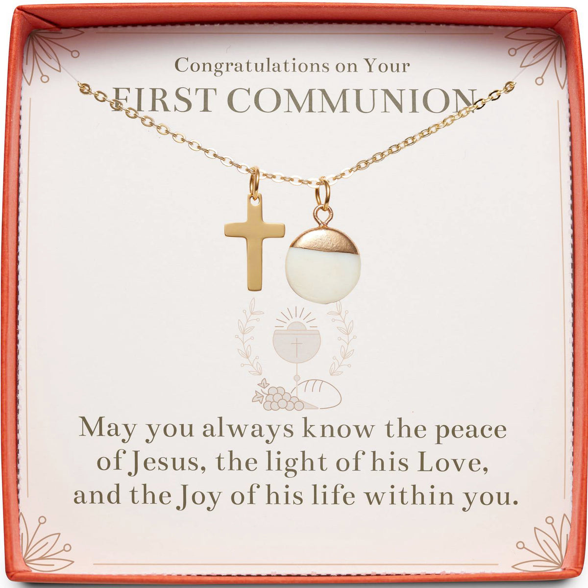 Congratulations on Your First Communion | Peace of Jesus | Cross Necklace
