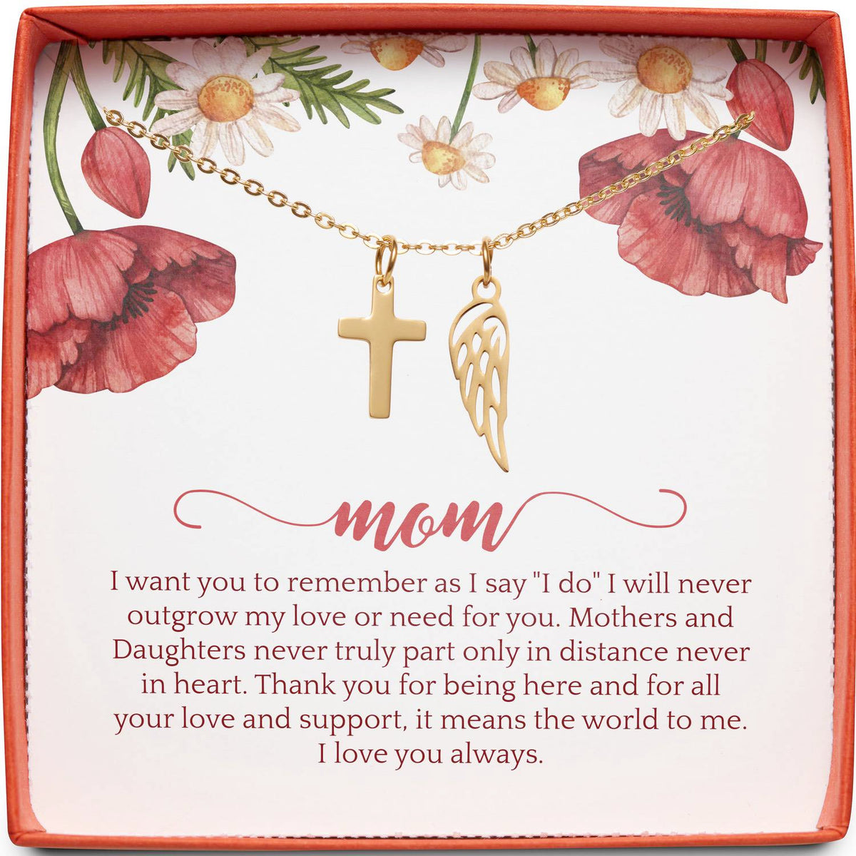 Mom (From Bride) | Never Truly Apart | Cross Necklace