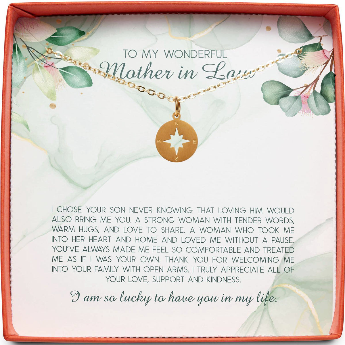 To My Wonderful Mother in Law | I Chose Your Son | Compass Necklace