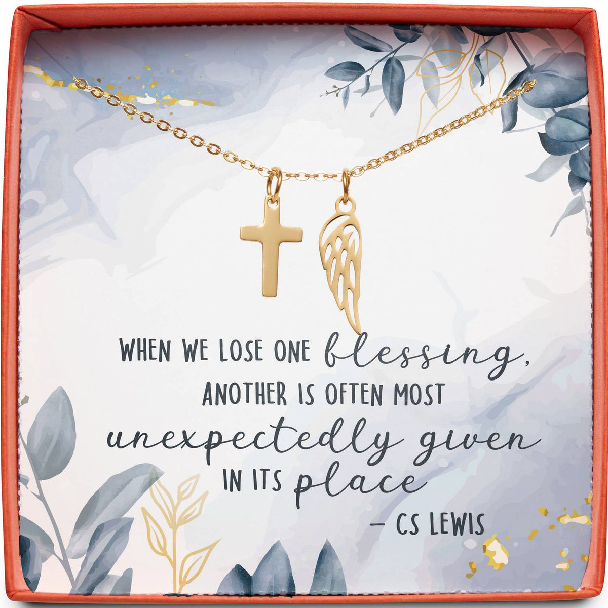 Miscarriage Sympathy Gift | When We Lose One Blessing | Cross Necklace
