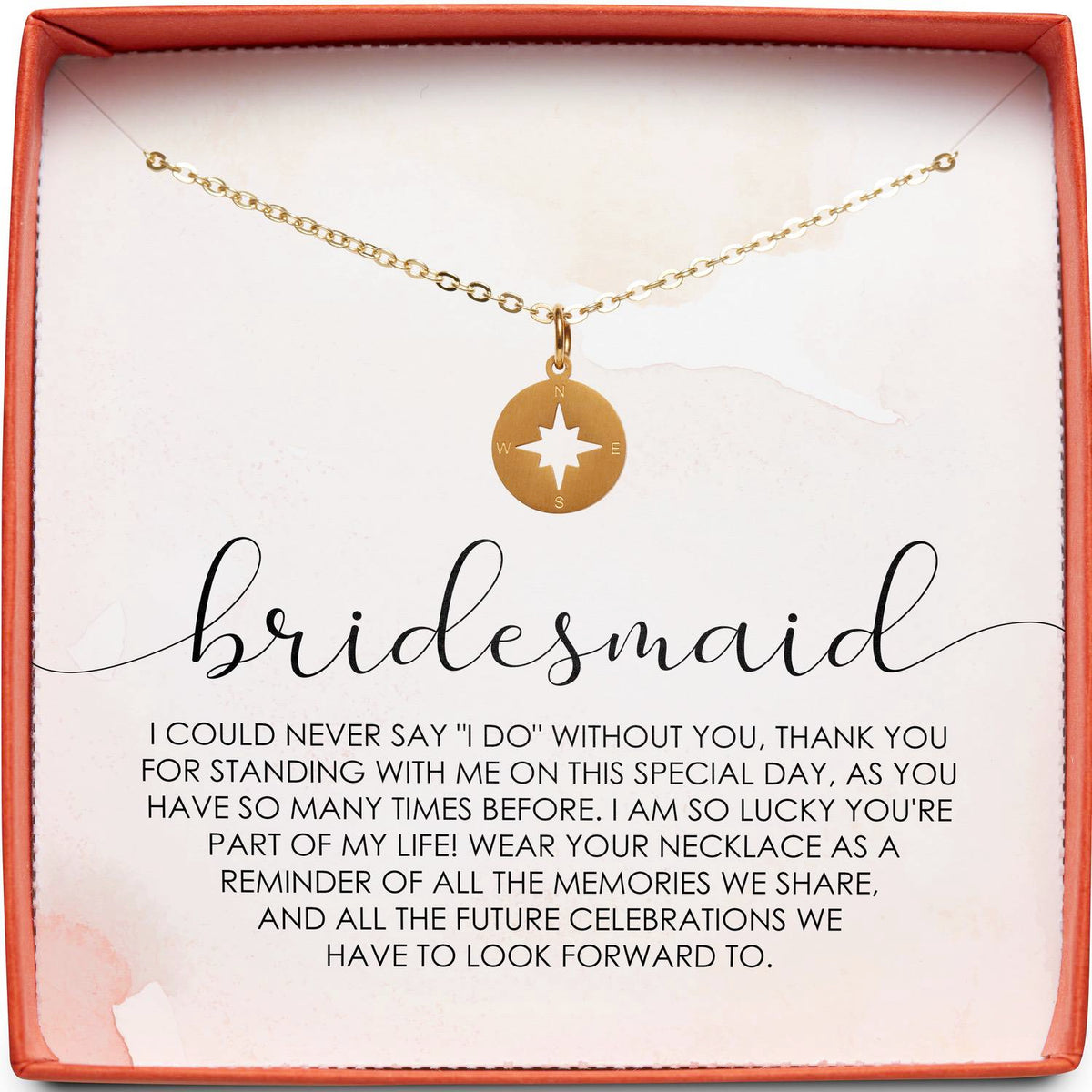 Gift for Bridesmaid | Thank You For Standing With Me | Compass Necklace