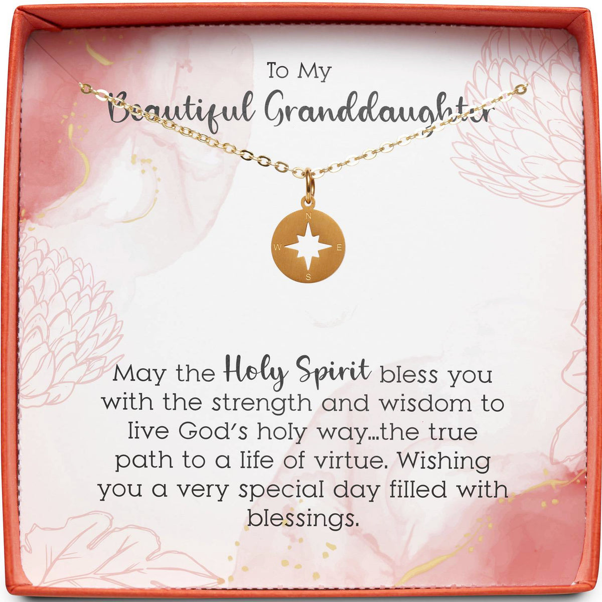 To My Beautiful Granddaughter | May the Holy Spirit Bless You | Compass Necklace