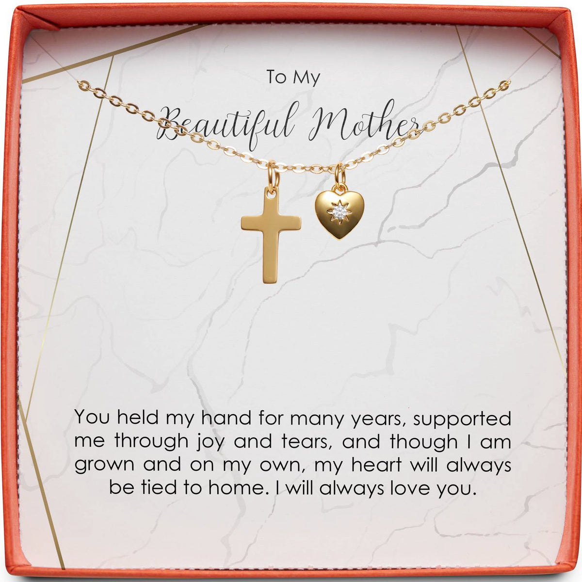 To My Beautiful Mother | Through Joy &amp; Tears | Cross Necklace