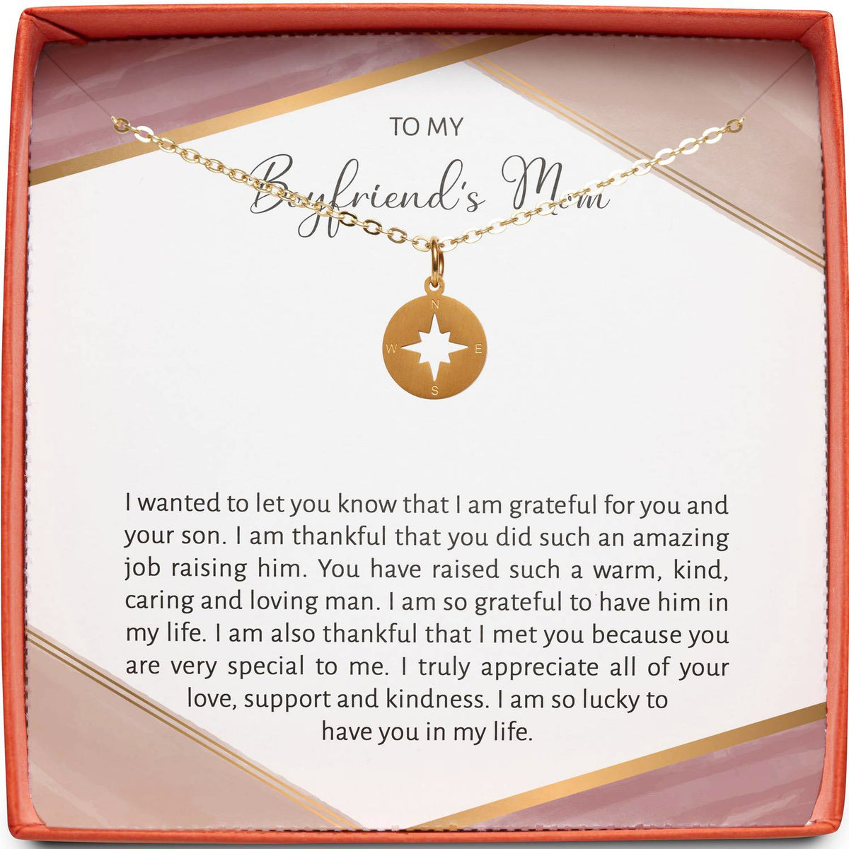 To My Boyfriends Mom | Grateful for You and Your Son | Compass Necklace